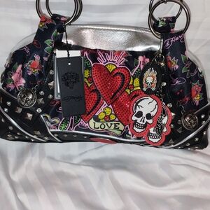 Ed Hardy Black and Silver Women's Bag